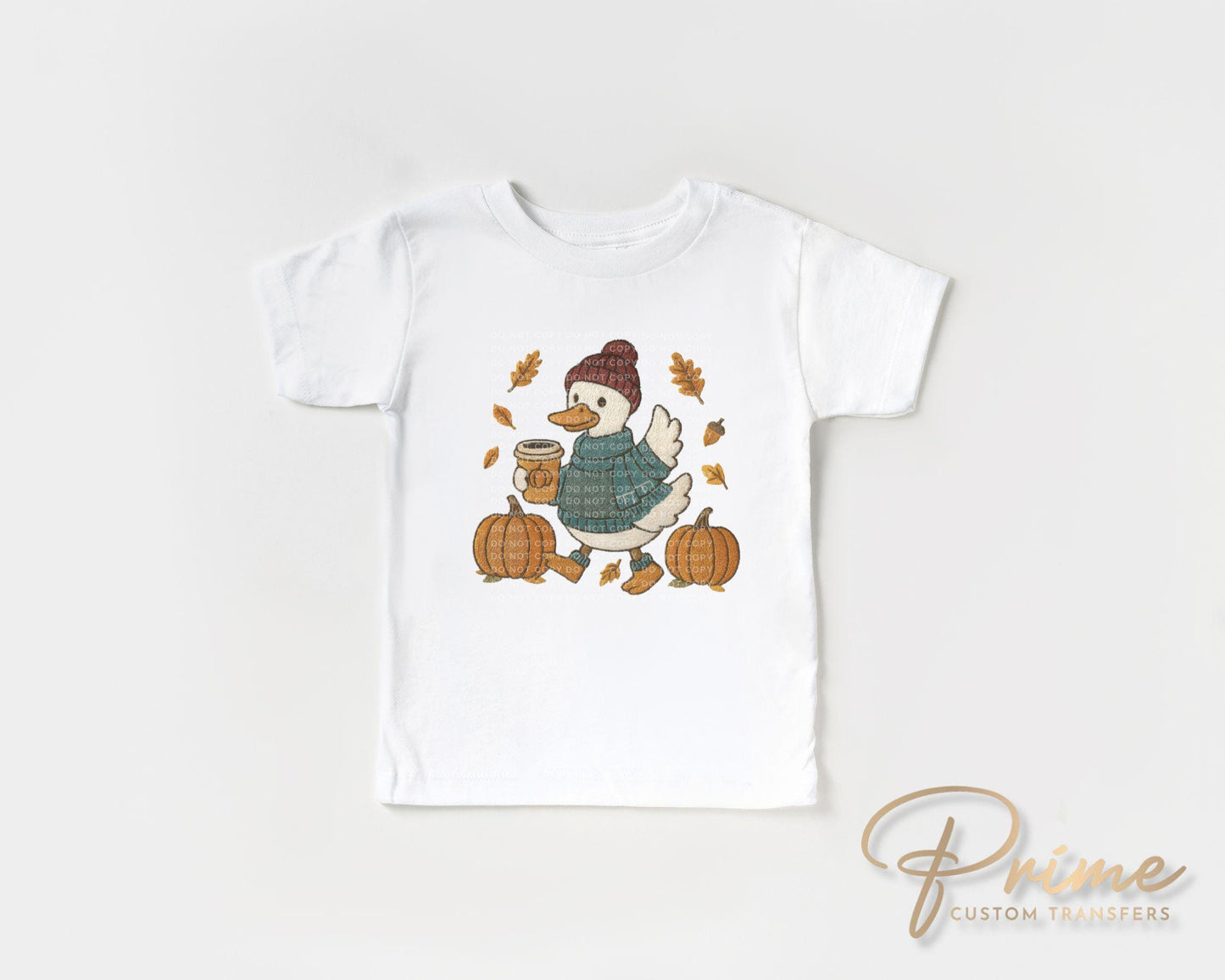 Autumn Goose DTF Transfer, Ready to Press, Transfer, Heat Transfer, Direct to Film, Leaves, Pumpkins, Fall, Trendy Faux Embroidery, Coquette