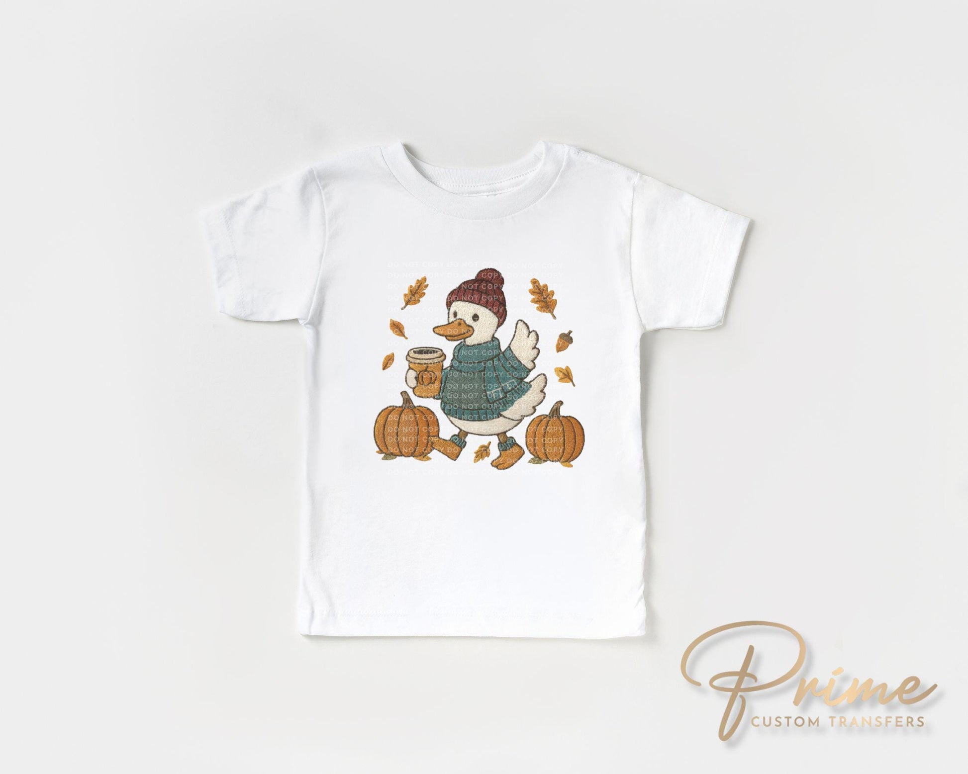 Autumn Goose DTF Transfer, Ready to Press, Transfer, Heat Transfer, Direct to Film, Leaves, Pumpkins, Fall, Trendy Faux Embroidery, Coquette