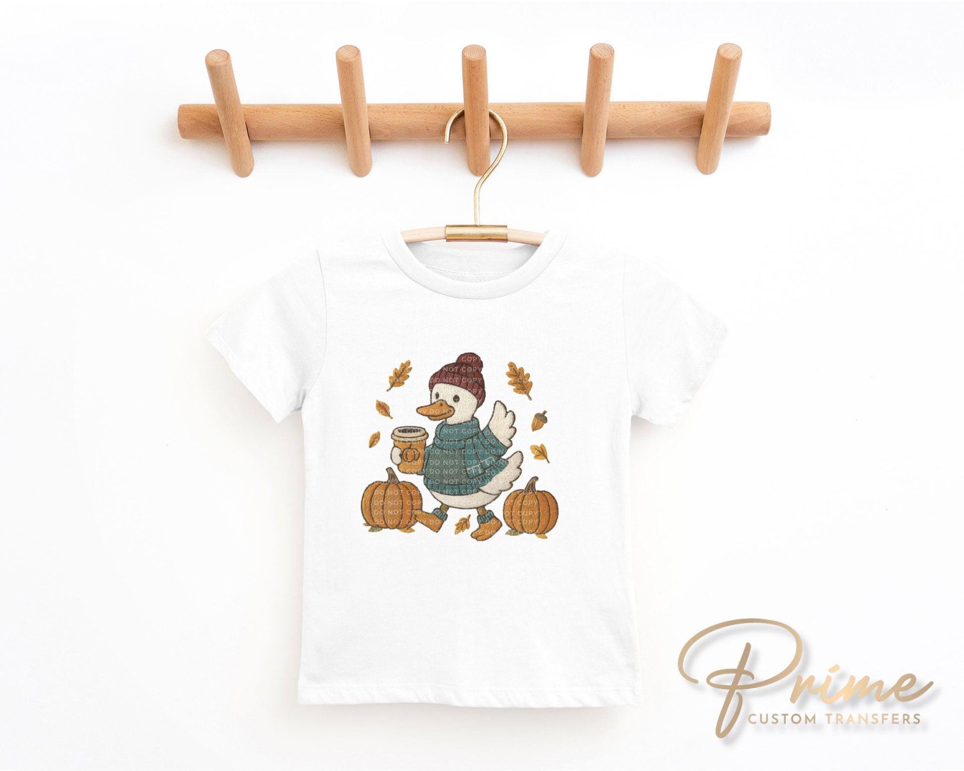 Autumn Goose DTF Transfer, Ready to Press, Transfer, Heat Transfer, Direct to Film, Leaves, Pumpkins, Fall, Trendy Faux Embroidery, Coquette