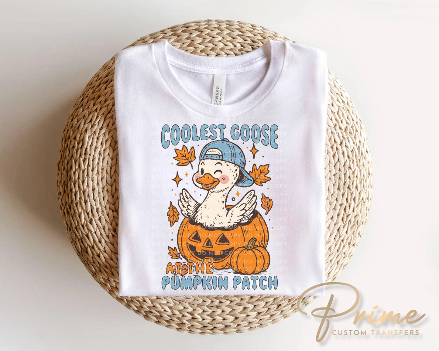 Fall DTF Transfer, Ready to Press, Heat Transfer, Direct to Film, Halloween, Trendy, Autumn, Leaves, Boy, Coolest Goose at The Pumpkin Patch