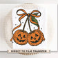 Halloween DTF Transfer, Ready to Press, T-shirt Transfers, Heat Transfer, Direct to Film, Trendy, Fall, Bow, Coquette Pumpkin Cherries