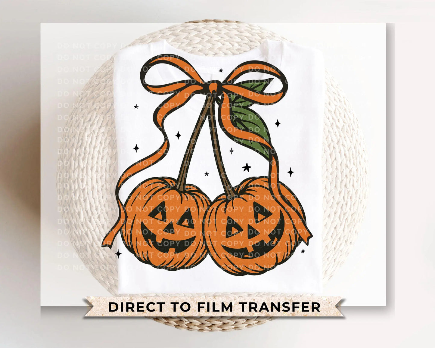 Halloween DTF Transfer, Ready to Press, T-shirt Transfers, Heat Transfer, Direct to Film, Trendy, Fall, Bow, Coquette Pumpkin Cherries