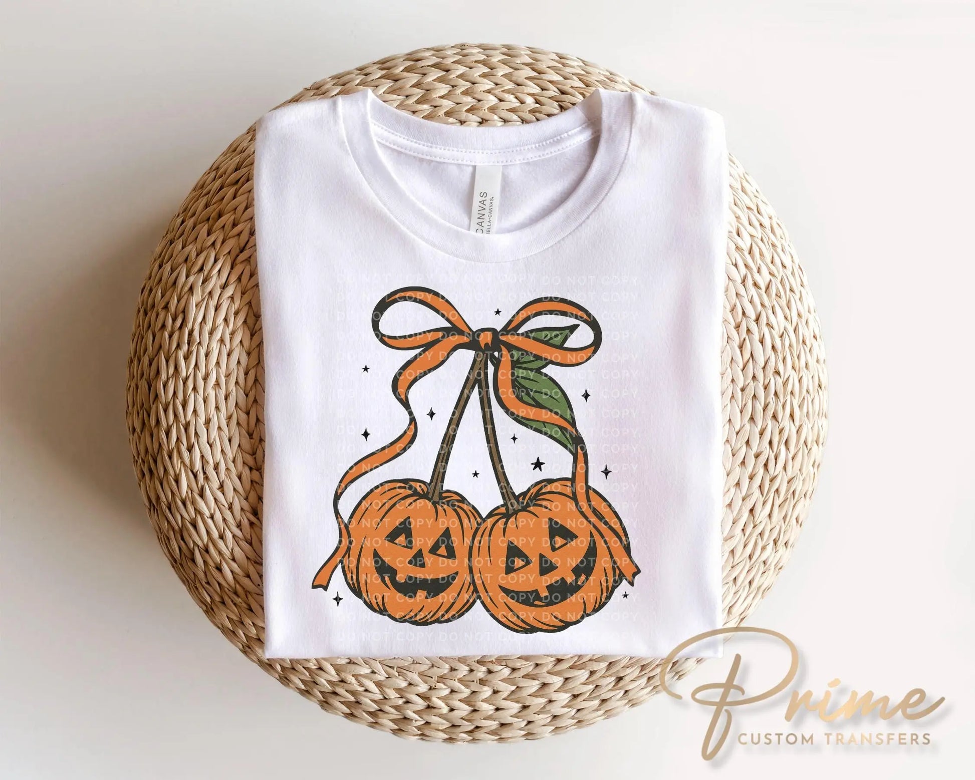 Halloween DTF Transfer, Ready to Press, T-shirt Transfers, Heat Transfer, Direct to Film, Trendy, Fall, Bow, Coquette Pumpkin Cherries