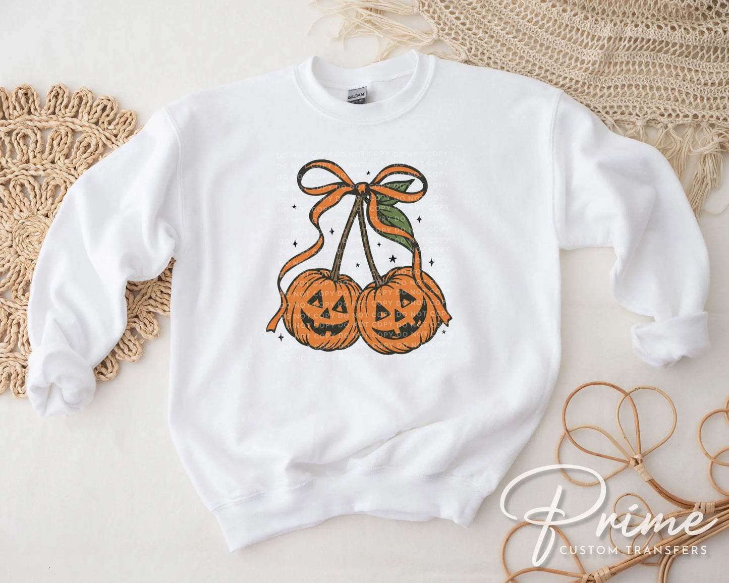 Halloween DTF Transfer, Ready to Press, T-shirt Transfers, Heat Transfer, Direct to Film, Trendy, Fall, Bow, Coquette Pumpkin Cherries