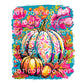 Fall DTF Transfer, Ready to Press, T-shirt Transfers, Heat Transfer, Direct to Film, Trendy, Boho, Pink, Autumn Coquette Neon Floral Pumpkin
