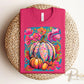 Fall DTF Transfer, Ready to Press, T-shirt Transfers, Heat Transfer, Direct to Film, Trendy, Boho, Pink, Autumn Coquette Neon Floral Pumpkin