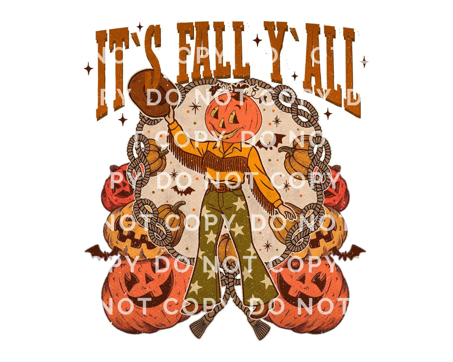 Fall DTF Transfer, Ready to Press, T-shirt Transfer, Heat Transfer, Direct to Film, Howdy Pumpkin, Western, Trendy It's Fall Y'all Pumpkins
