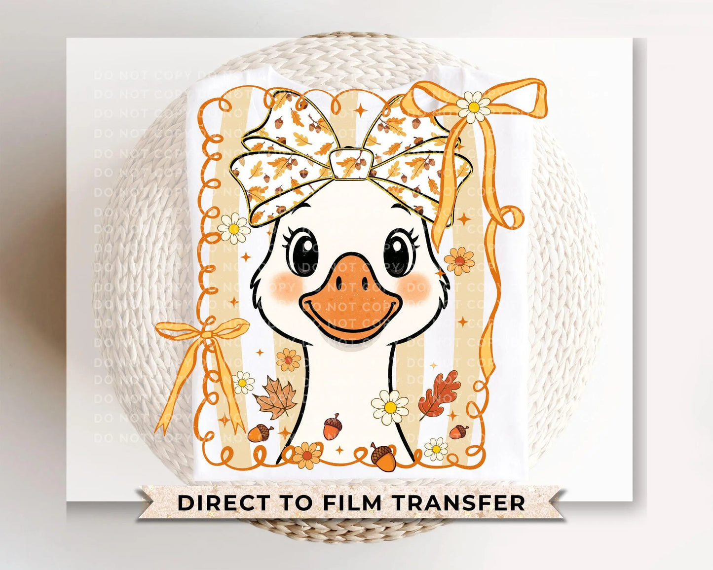 Coquette Autumn Goose DTF Transfer, Ready to Press, Heat Transfer, Direct to Film, Halloween, Trendy, Leaves, Bow, Girly, Pumpkins, Fall