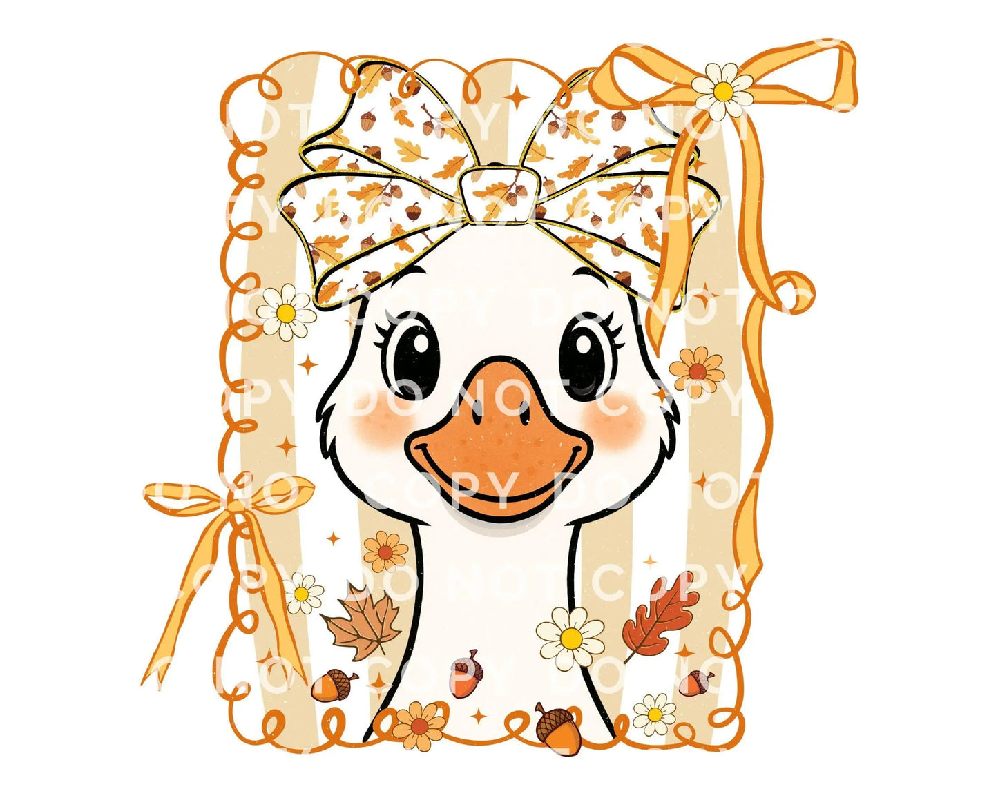 Coquette Autumn Goose DTF Transfer, Ready to Press, Heat Transfer, Direct to Film, Halloween, Trendy, Leaves, Bow, Girly, Pumpkins, Fall