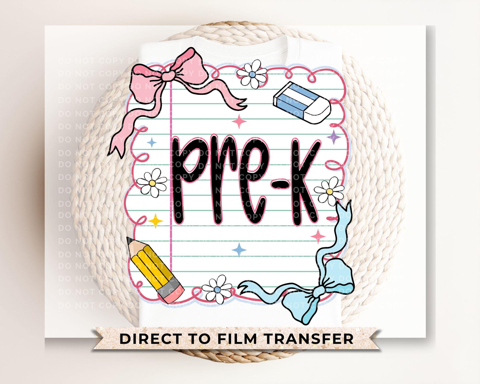 Back to School DTF Transfer, Ready to Press, T-shirt Transfer, Heat Transfer, Direct to Film, Preschool, Coquette First Day Of School, Pre-K
