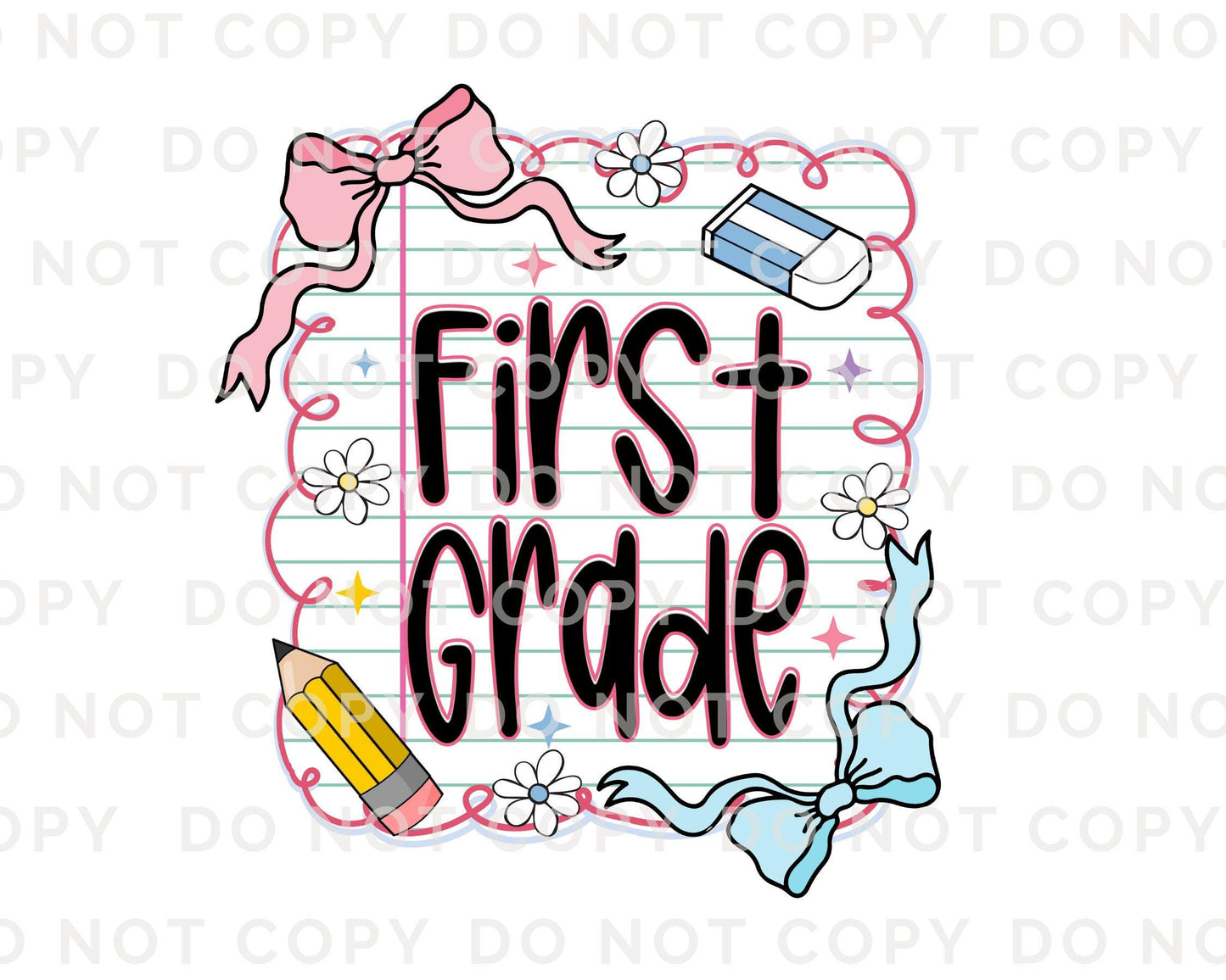 Back to School DTF Transfer, Ready to Press, T-shirt Transfer, Heat Transfer, Direct to Film, Coquette First Day Of School, First Grade