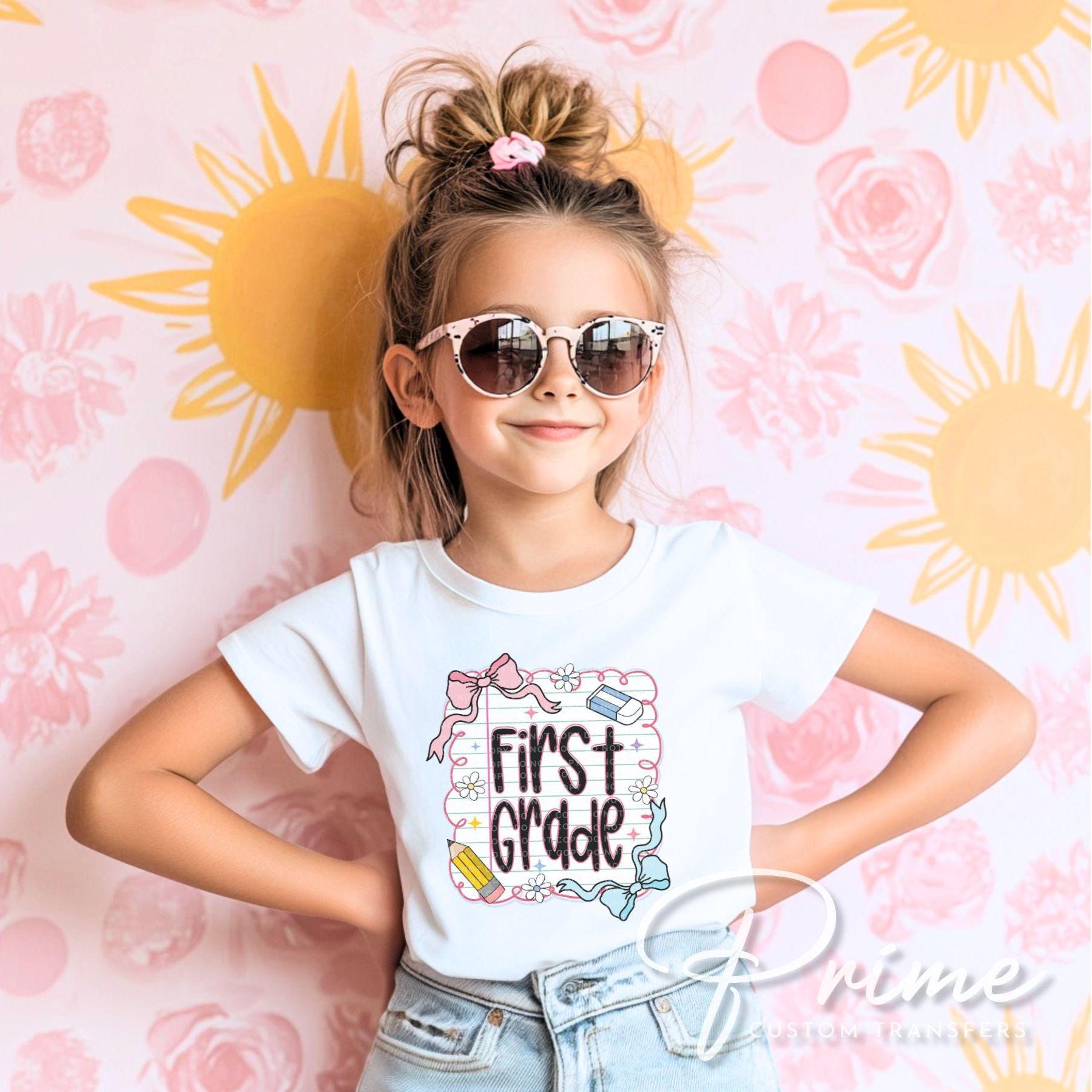 Back to School DTF Transfer, Ready to Press, T-shirt Transfer, Heat Transfer, Direct to Film, Coquette First Day Of School, First Grade