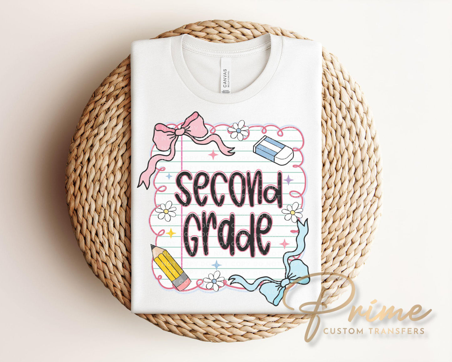 Back to School DTF Transfer, Ready to Press, T-shirt Transfer, Heat Transfer, Direct to Film, Coquette First Day Of School, Second Grade