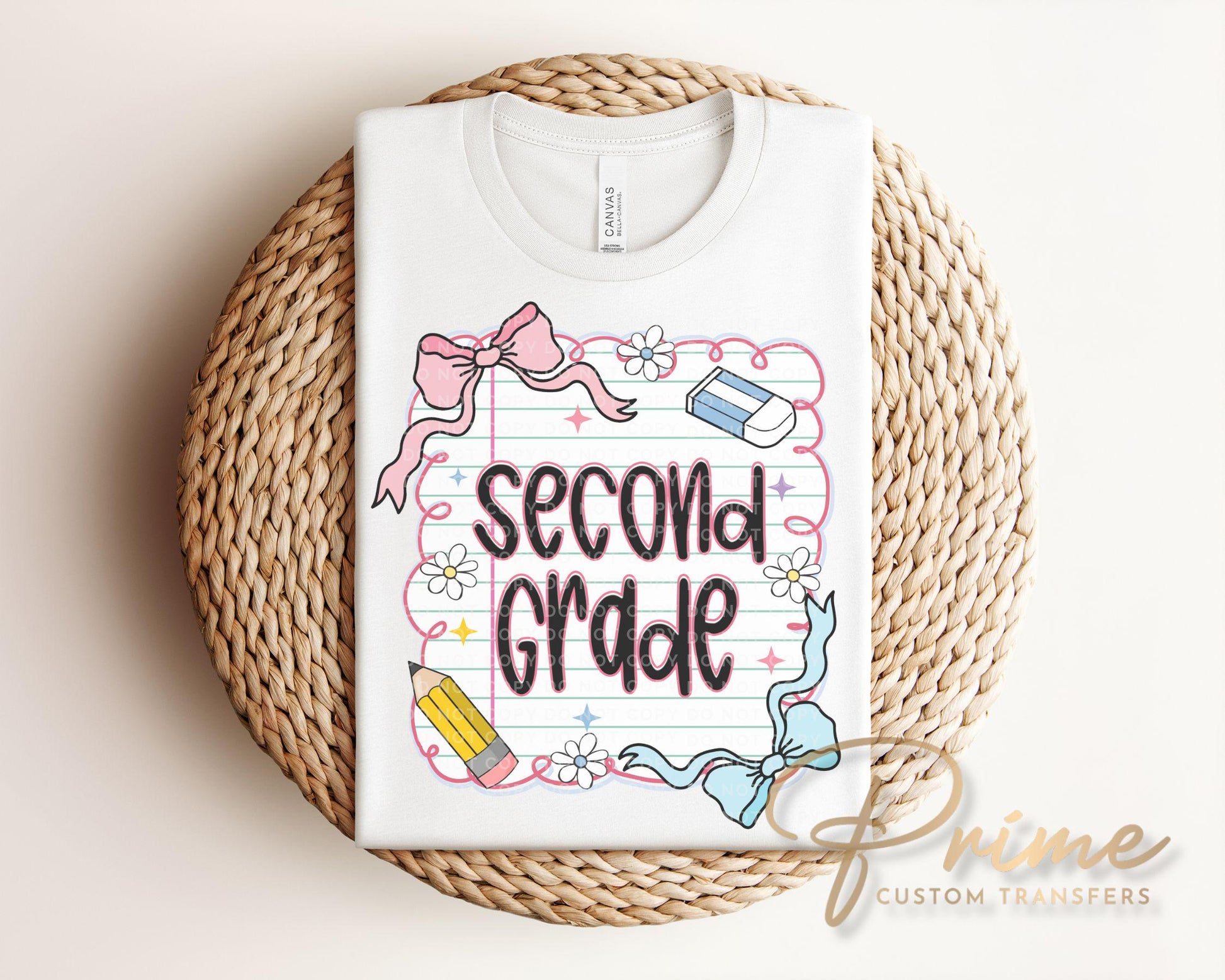 Back to School DTF Transfer, Ready to Press, T-shirt Transfer, Heat Transfer, Direct to Film, Coquette First Day Of School, Second Grade