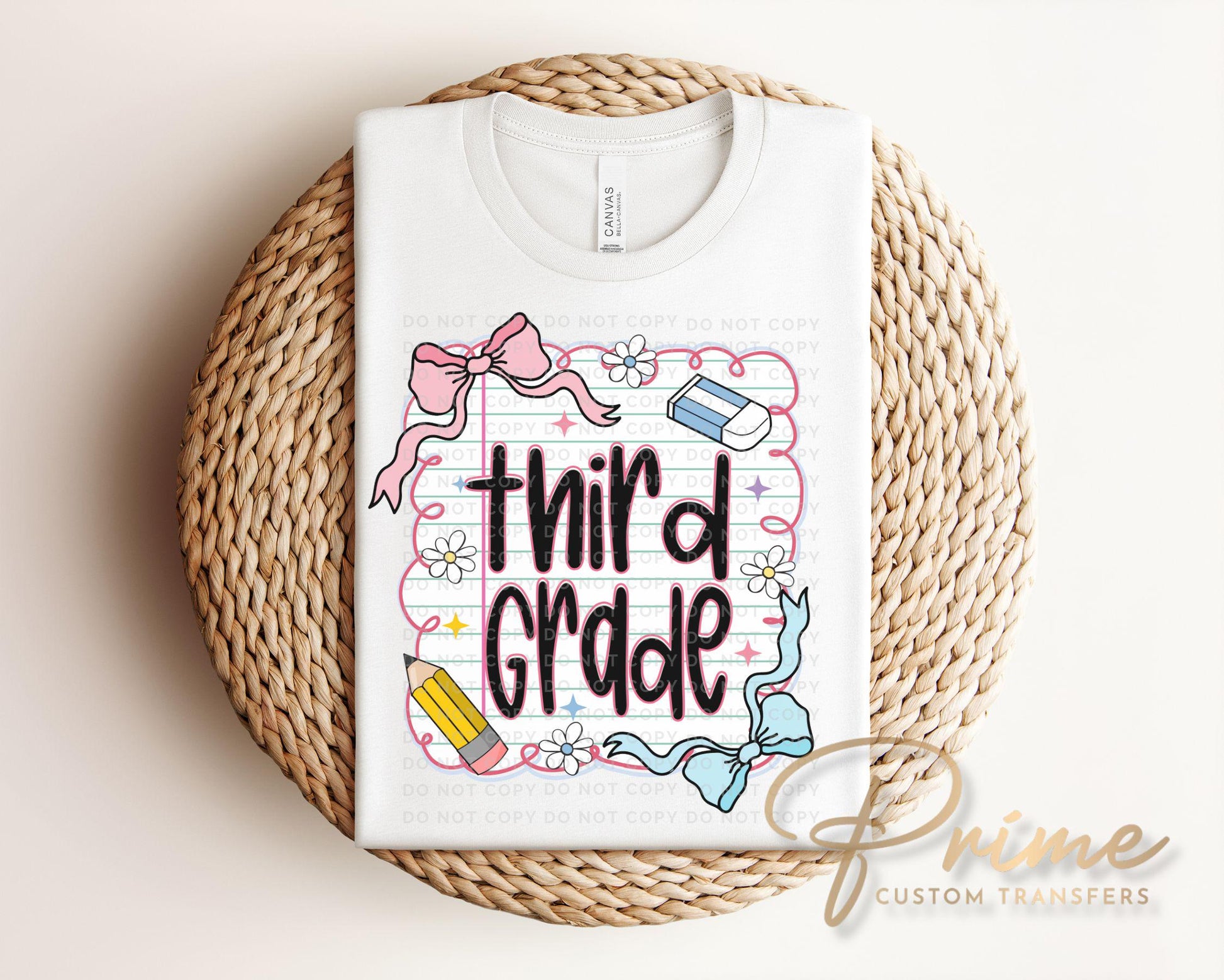 Back to School DTF Transfer, Ready to Press, T-shirt Transfer, Heat Transfer, Direct to Film, First Day Of School, Coquette Third Grade