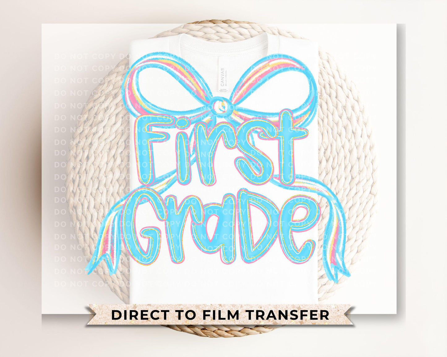 Back to School DTF Transfer, Ready to Press, T-shirt Transfer, Heat Transfer, Direct to Film, First Day Of School, Coquette First Grade