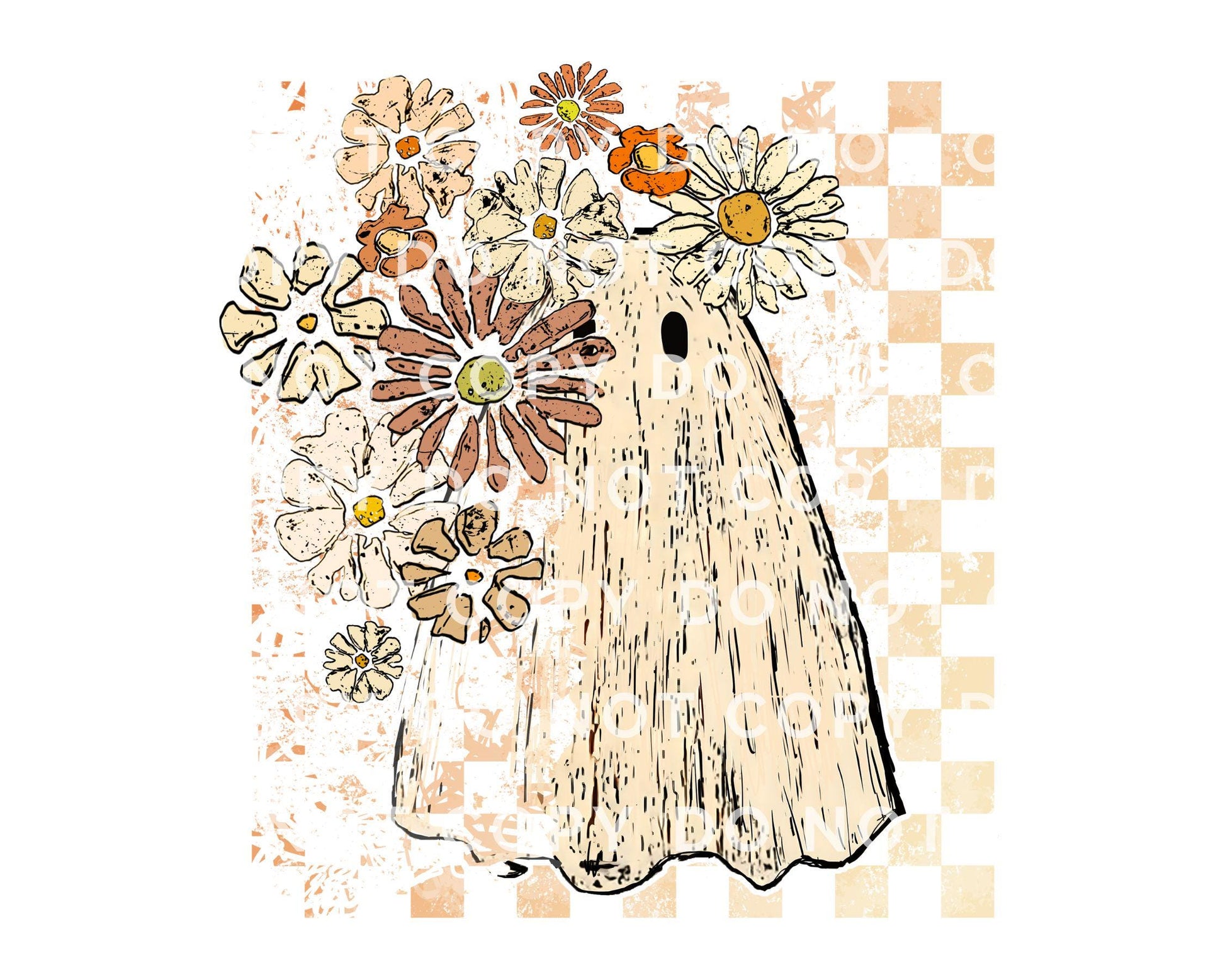 Floral Fall Ghost DTF Transfers, Ready to Press, T-shirt Transfers, Heat Transfer, Direct to Film, Popular, Trendy, Autumn Boho, Halloween