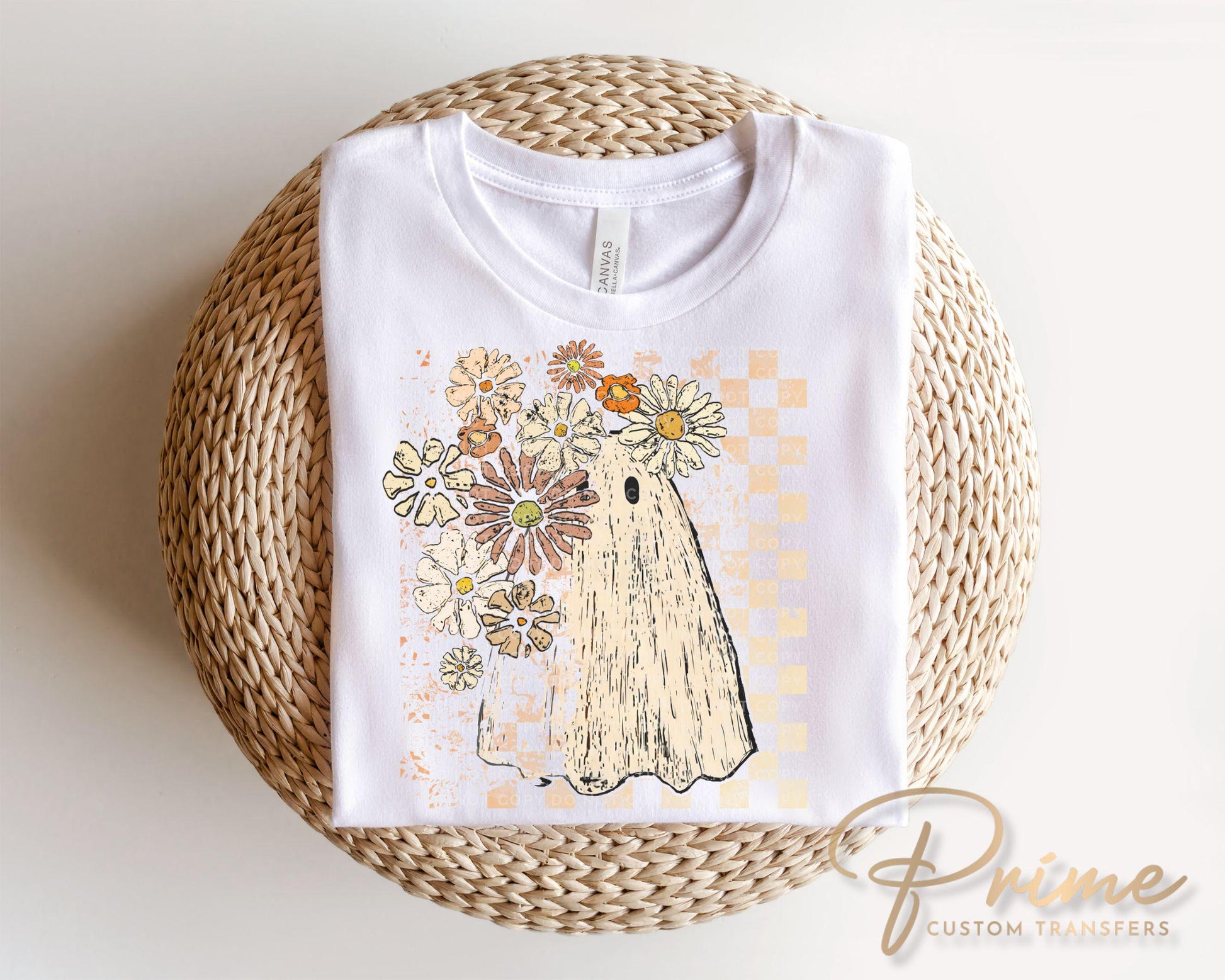 Floral Fall Ghost DTF Transfers, Ready to Press, T-shirt Transfers, Heat Transfer, Direct to Film, Popular, Trendy, Autumn Boho, Halloween