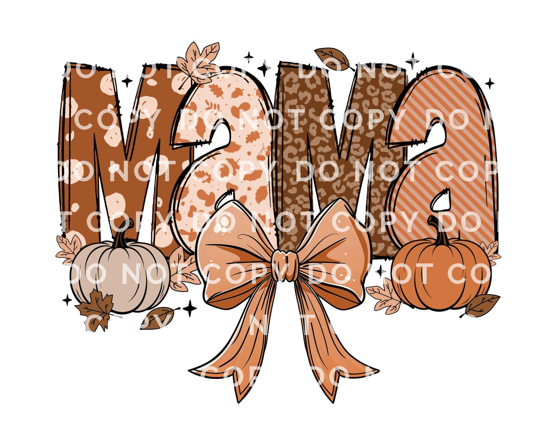 Coquette Fall Mama DTF transfer, Back to School, Heat Transfer, Ready to Press, Direct to Film, Autumn, Bow, Doodle, Pumpkins, Gift for Mom