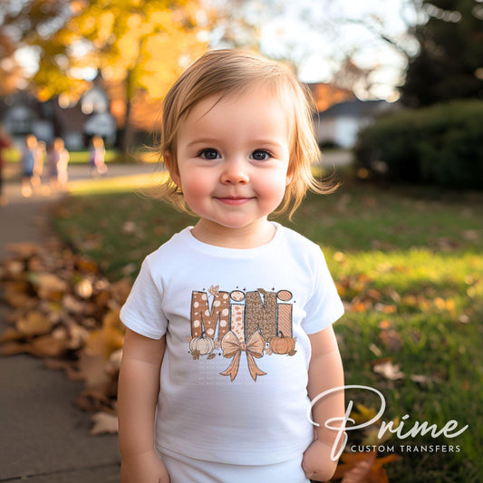Coquette Fall Mini DTF transfer, Heat Transfer, Ready to Press, Direct to Film, Autumn, Bow, Doodle, Pumpkins, Fall, Matching Mommy and Me