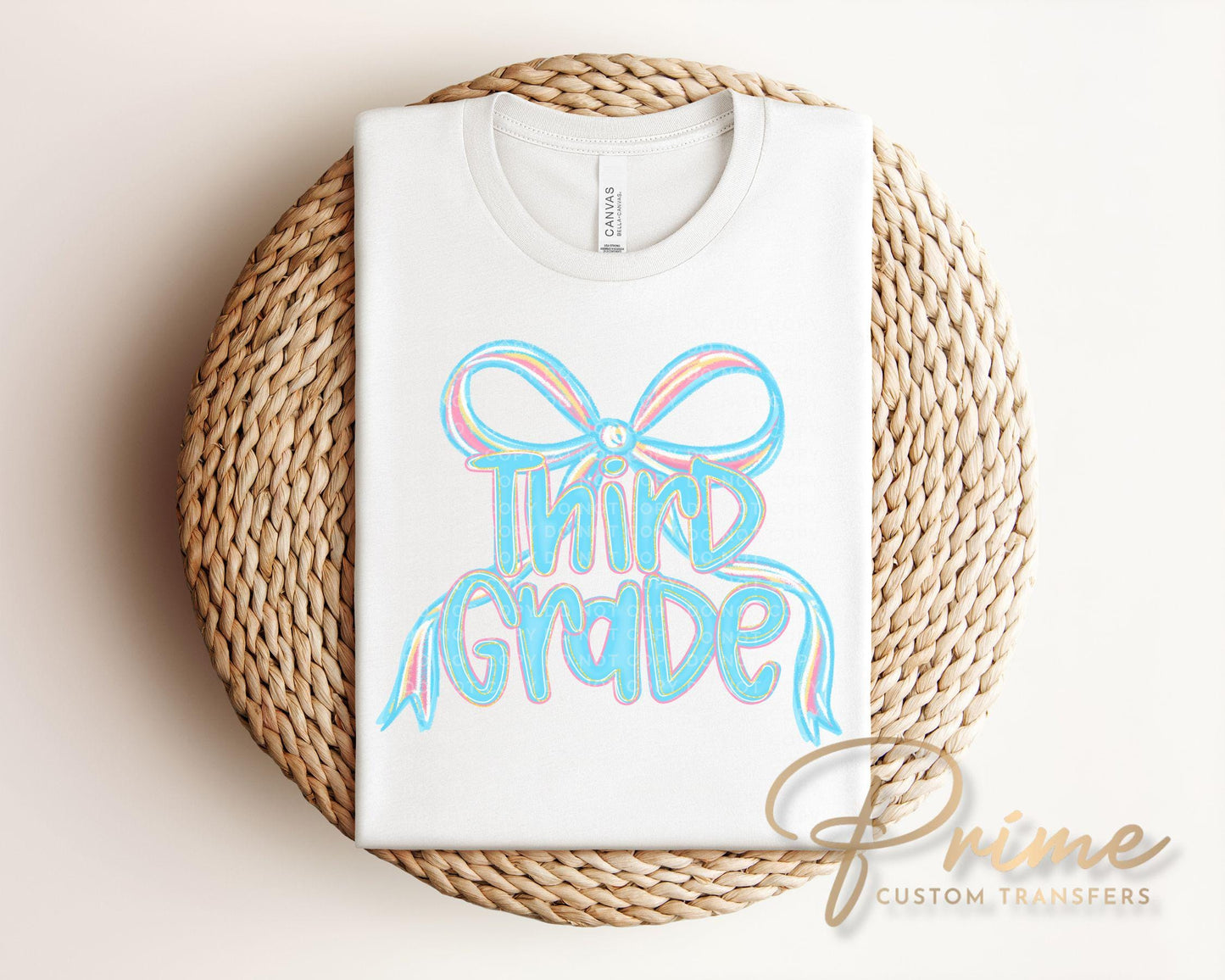 Coquette Third Grade, DTF Transfer, Ready to Press, T-shirt Transfer, Heat Transfer, Direct to Film, Back to School, First Day Of School