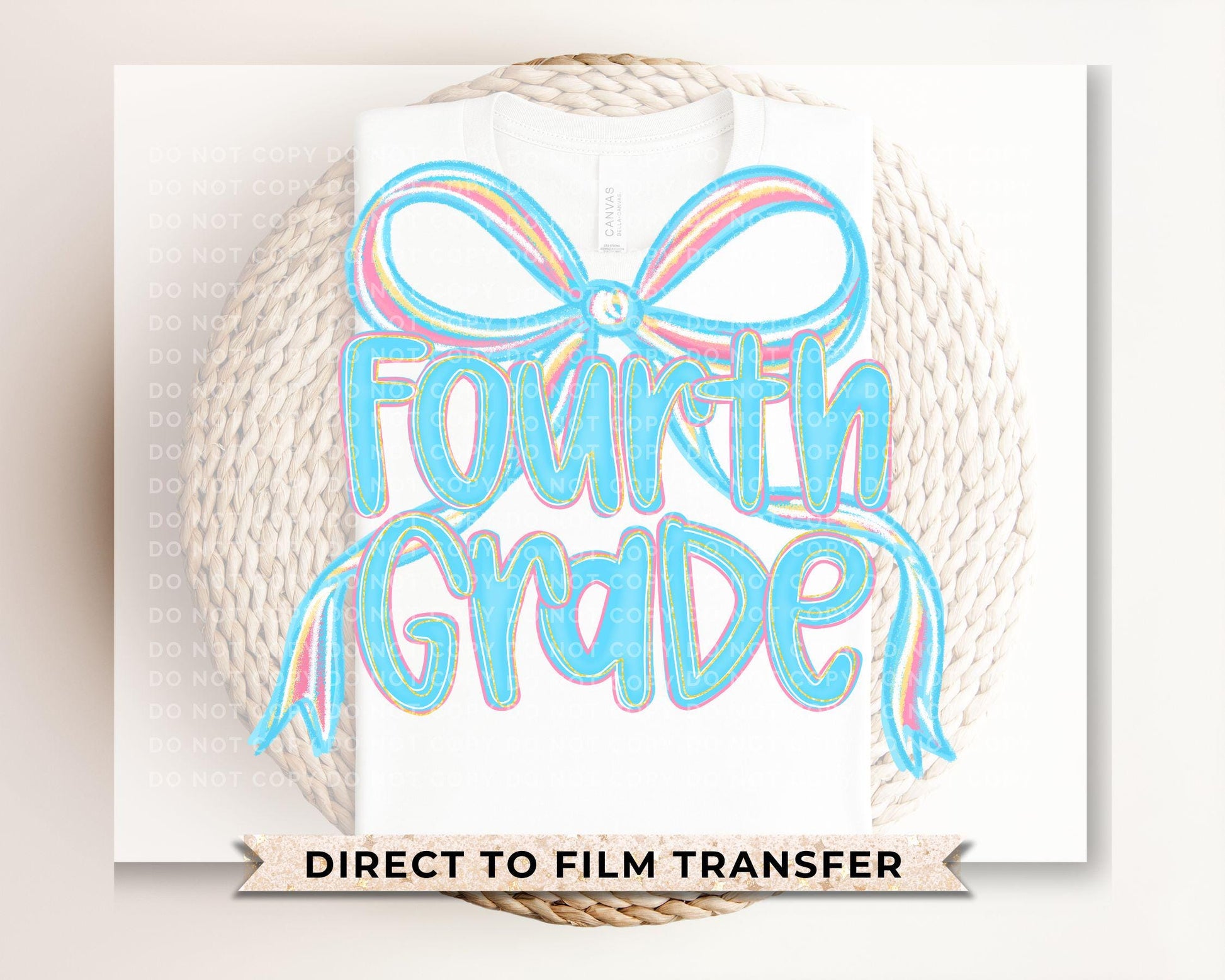 Coquette Fourth Grade DTF Transfer, Ready to Press, T-shirt Transfer, Heat Transfer, Direct to Film, First Day Of School, Back to School