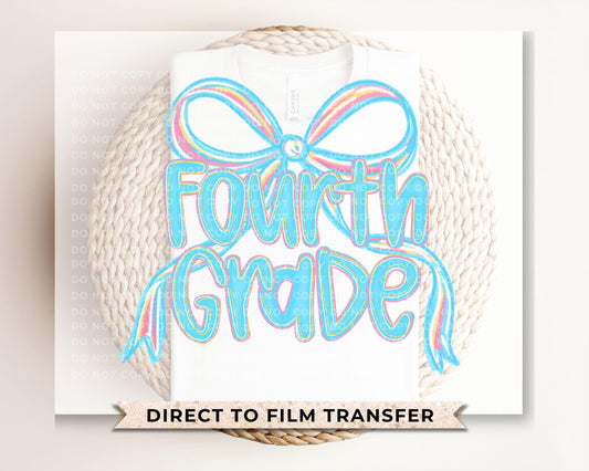 Coquette Fourth Grade DTF Transfer, Ready to Press, T-shirt Transfer, Heat Transfer, Direct to Film, First Day Of School, Back to School