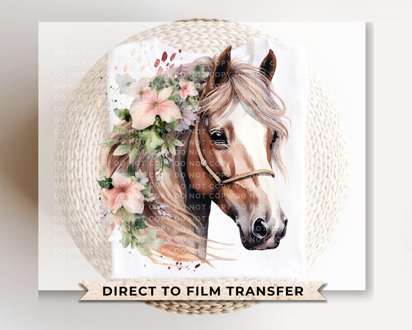 Floral Horse DTF Transfers, Ready to Press, T-shirt Transfers, Heat Transfer, Direct to Film, Western, Flowers, Girly, Cowgirl, Watercolor