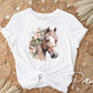 Floral Horse DTF Transfers, Ready to Press, T-shirt Transfers, Heat Transfer, Direct to Film, Western, Flowers, Girly, Cowgirl, Watercolor