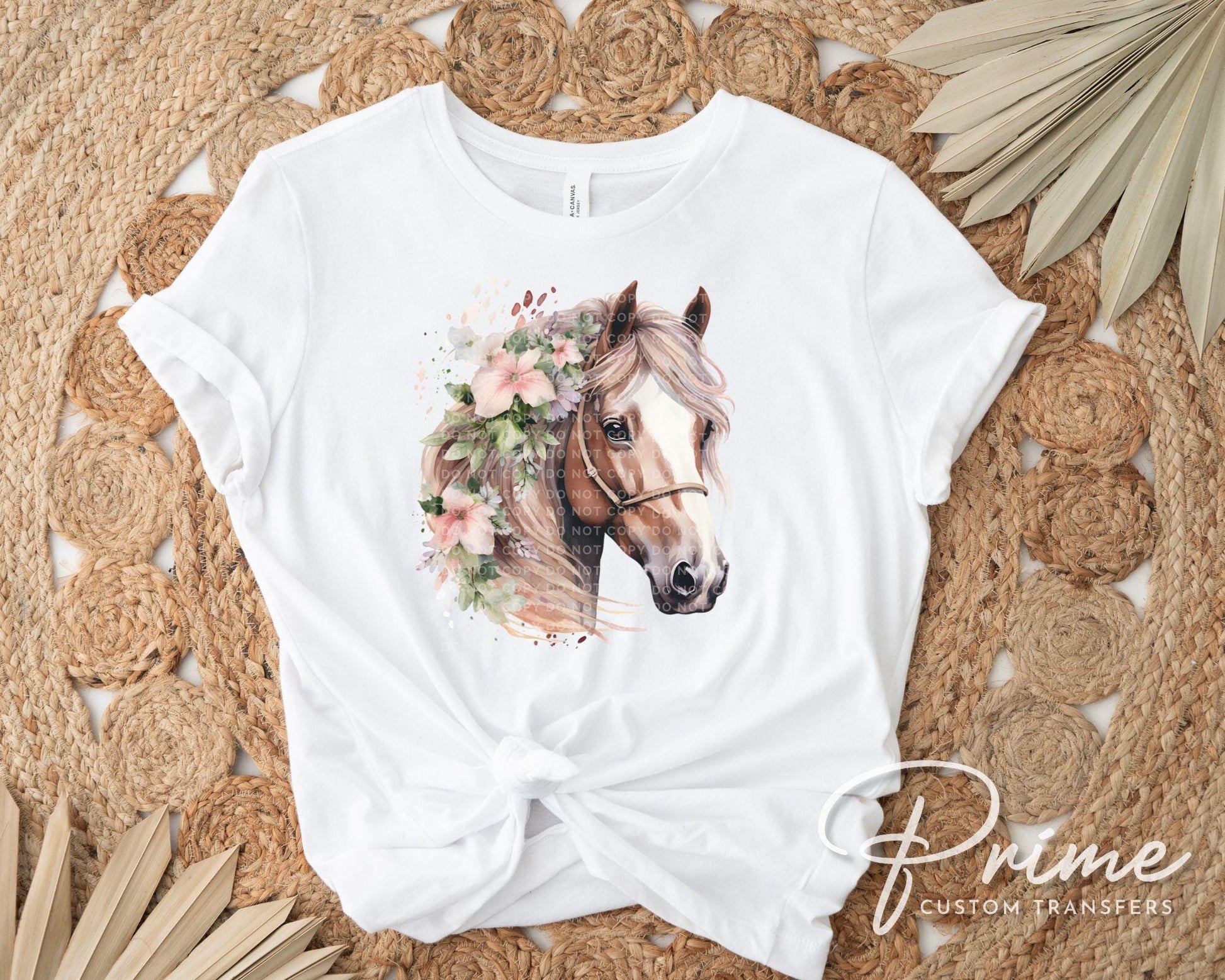 Floral Horse DTF Transfers, Ready to Press, T-shirt Transfers, Heat Transfer, Direct to Film, Western, Flowers, Girly, Cowgirl, Watercolor