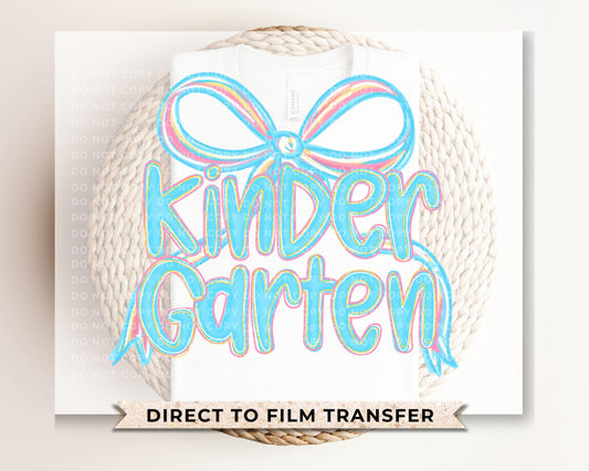 Coquette Kindergarten DTF Transfer, Ready to Press, T-shirt Transfer, Heat Transfer, Direct to Film, First Day Of School, Back to School