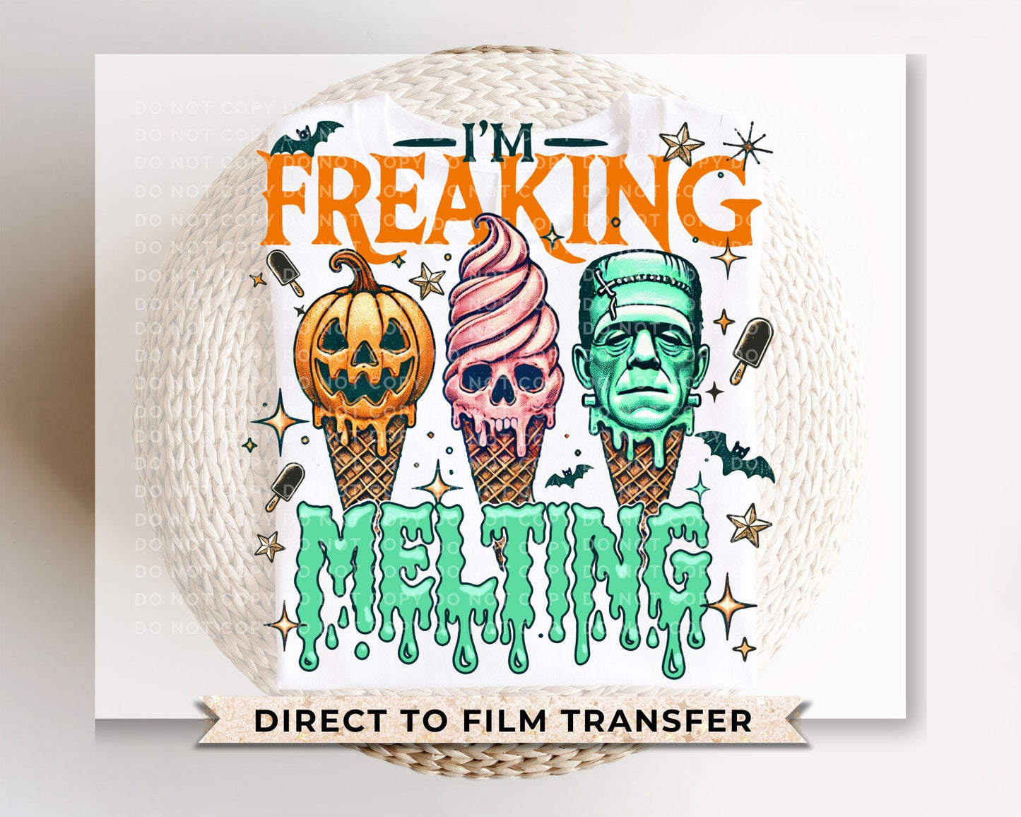 Freaking Melting DTF Transfer, T-shirt Transfer, Heat Transfer, Direct to Film, Funny, Ice cream, Popular, Trendy, Halloween, Summerween,