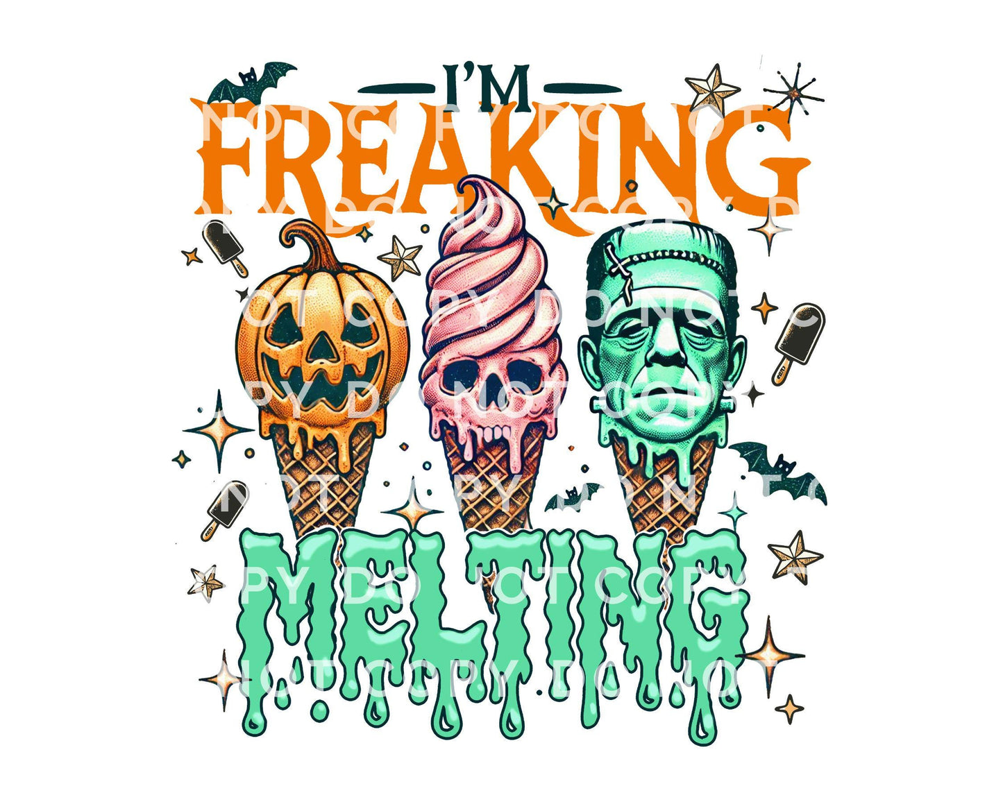Freaking Melting DTF Transfer, T-shirt Transfer, Heat Transfer, Direct to Film, Funny, Ice cream, Popular, Trendy, Halloween, Summerween,