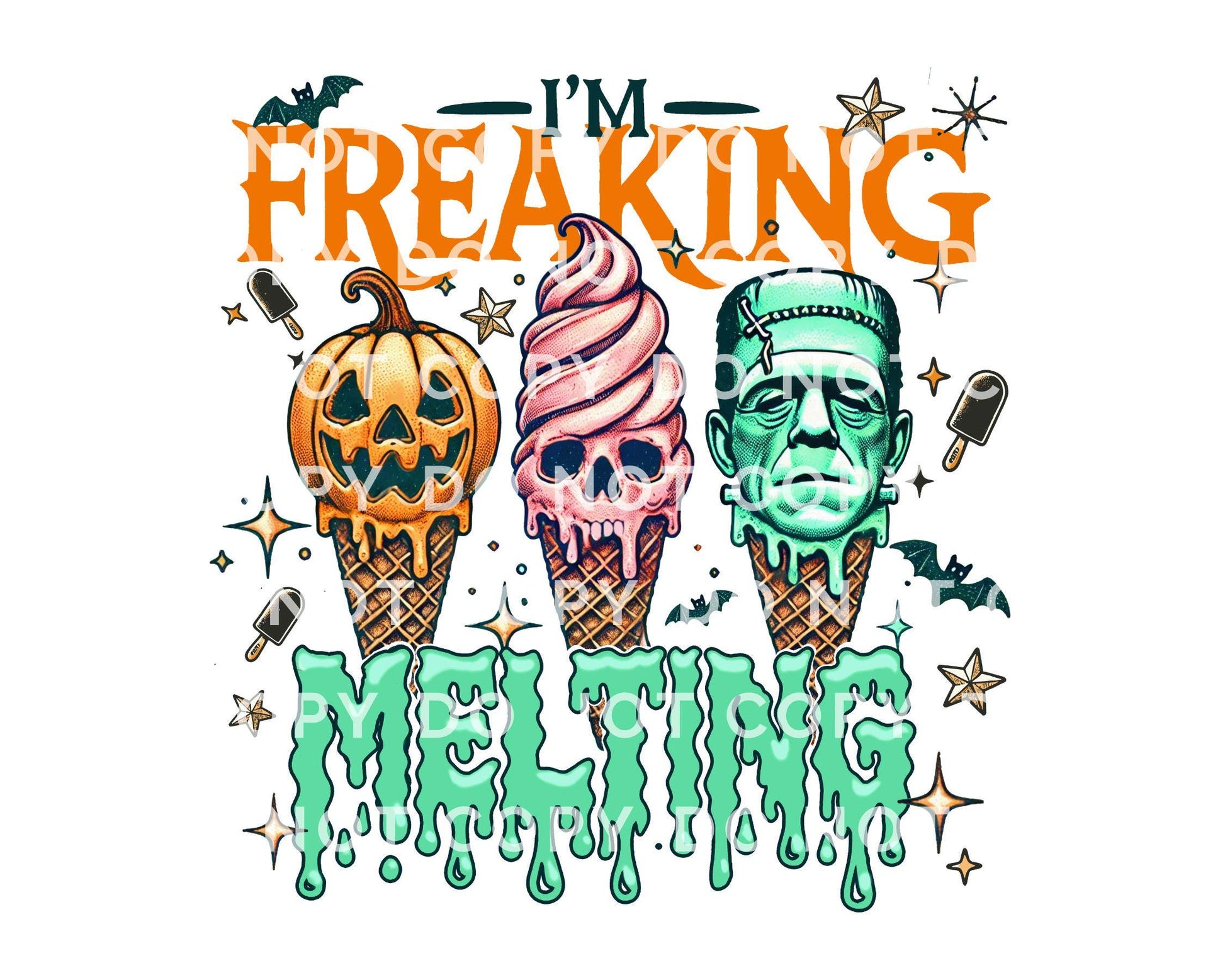 Freaking Melting DTF Transfer, T-shirt Transfer, Heat Transfer, Direct to Film, Funny, Ice cream, Popular, Trendy, Halloween, Summerween,
