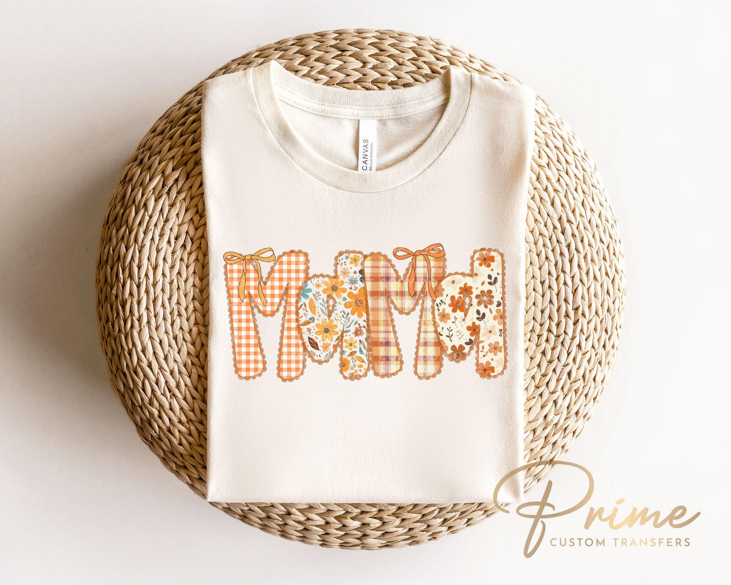 Coquette Preppy Floral Fall Mama DTF Transfer, Ready to Press, T-shirt Transfers, Sublimation, Direct to Film, Lace, Ribbon, Bows, Autumn