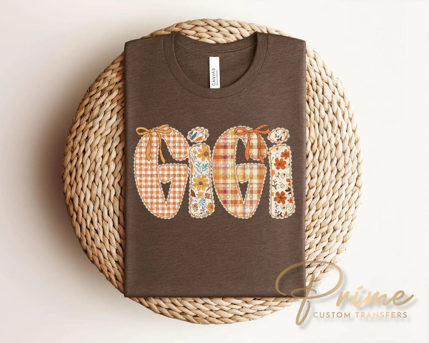 Coquette Preppy Floral Fall Gigi DTF Transfer, Ready to Press, T-shirt Transfers, Direct to Film, Lace, Ribbon, Autumn, Gift for Grandma