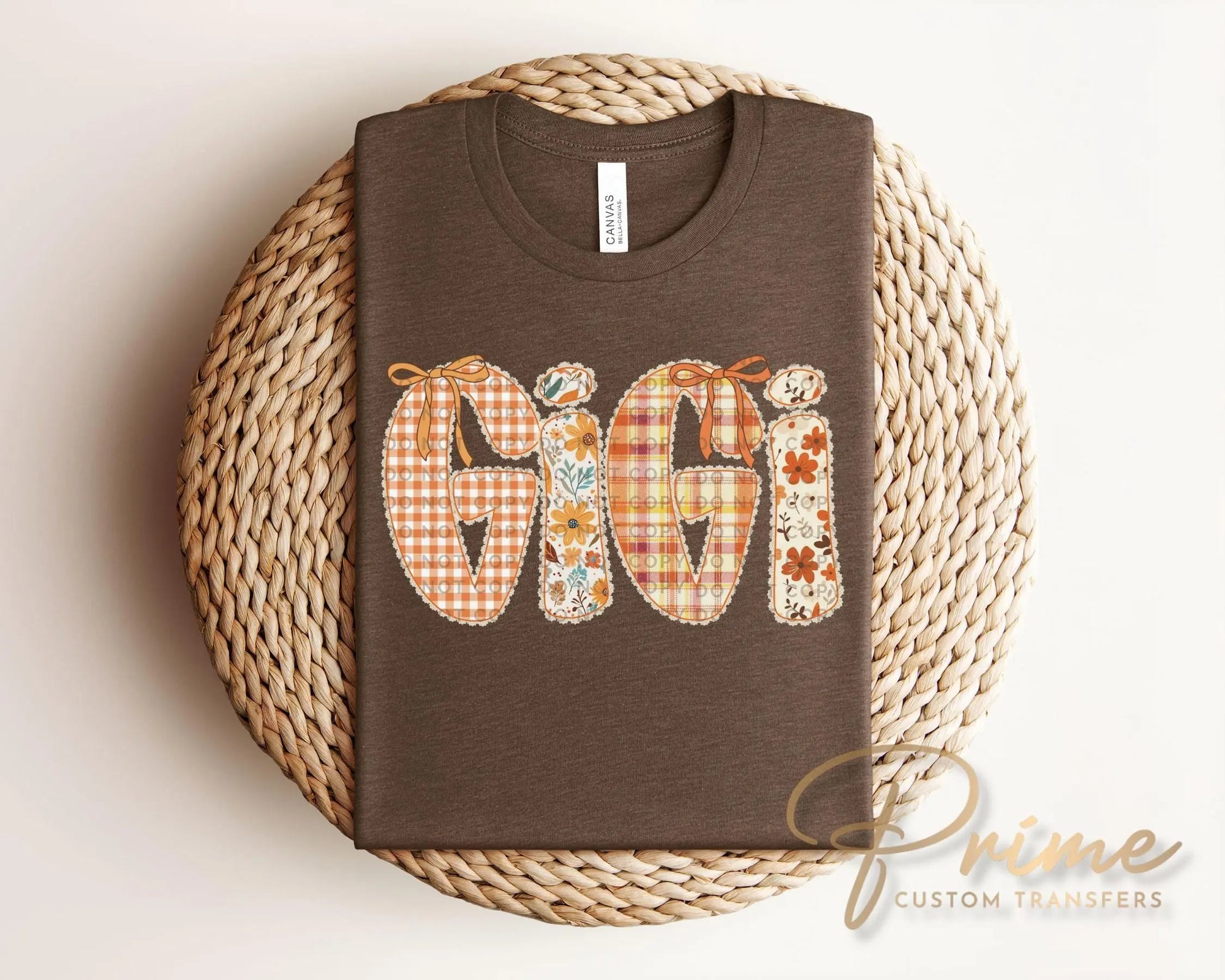 Coquette Preppy Floral Fall Gigi DTF Transfer, Ready to Press, T-shirt Transfers, Direct to Film, Lace, Ribbon, Autumn, Gift for Grandma