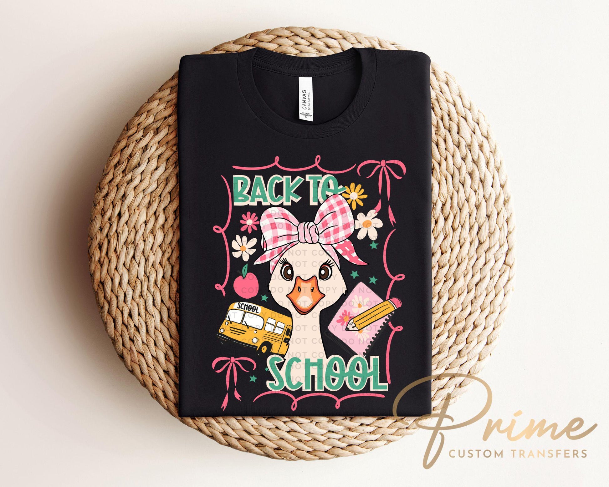 First Day of School DTF transfer, Sublimation, Heat Transfer, Ready to Press, Direct to Film, Teacher Shirt, Coquette, Back to School Goose