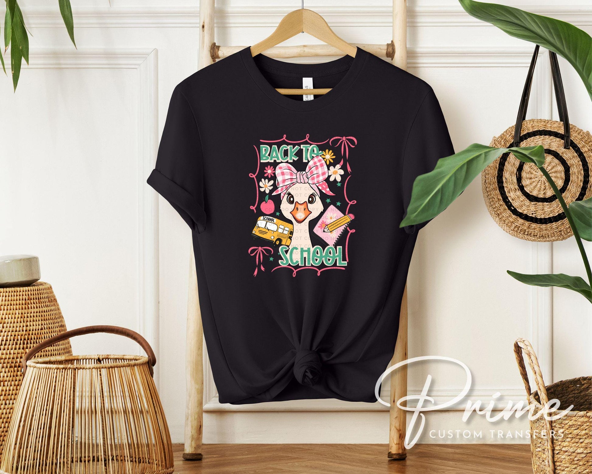 First Day of School DTF transfer, Sublimation, Heat Transfer, Ready to Press, Direct to Film, Teacher Shirt, Coquette, Back to School Goose