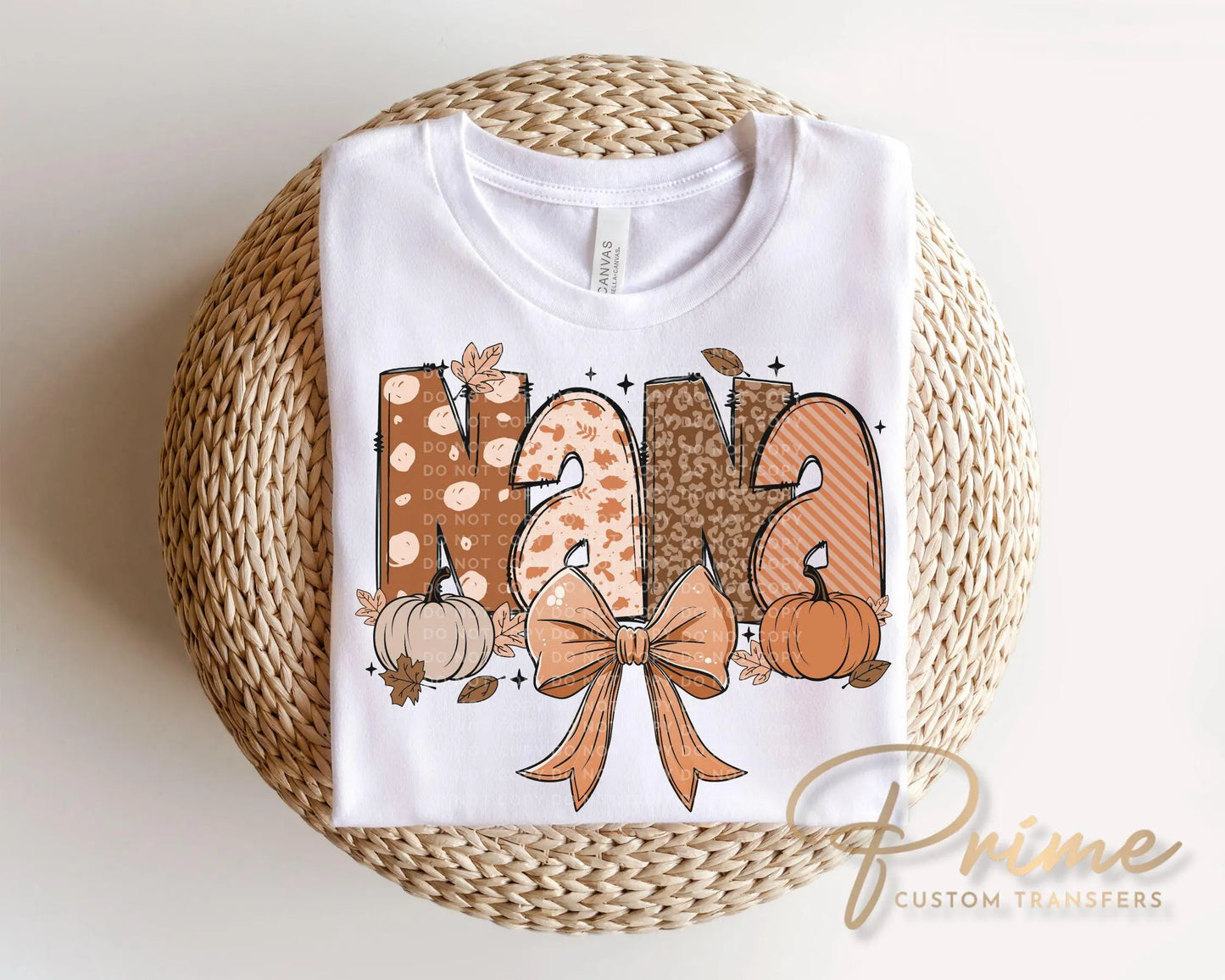 Coquette Preppy Floral Fall Nana DTF Transfer, Ready to Press, T-shirt Transfers, Direct to Film, Lace, Ribbon, Autumn, Gift for Nana
