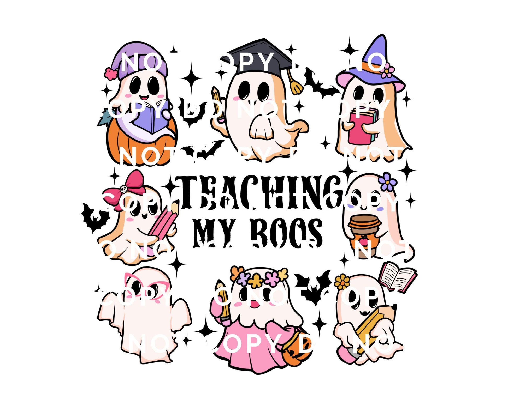 Teacher Halloween DTF, Ready to Press, DIY T-shirt, Heat Transfer, Direct to Film, Fall, Gift, School, Ghost, Coquette Teaching My Boos