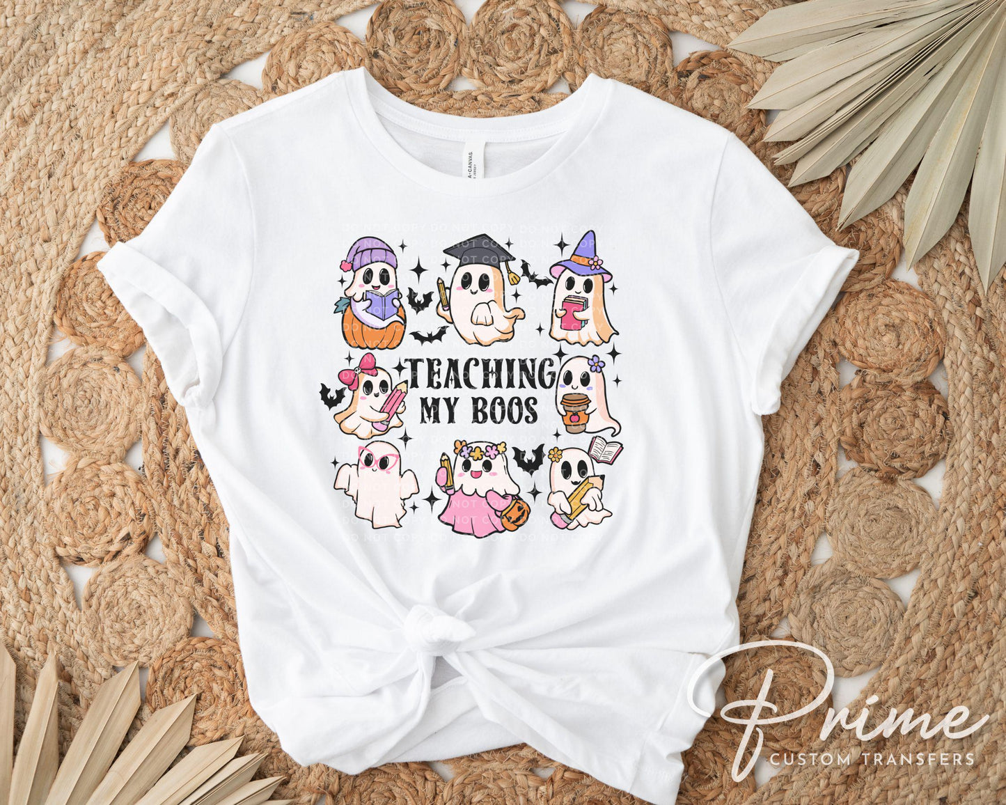 Teacher Halloween DTF, Ready to Press, DIY T-shirt, Heat Transfer, Direct to Film, Fall, Gift, School, Ghost, Coquette Teaching My Boos