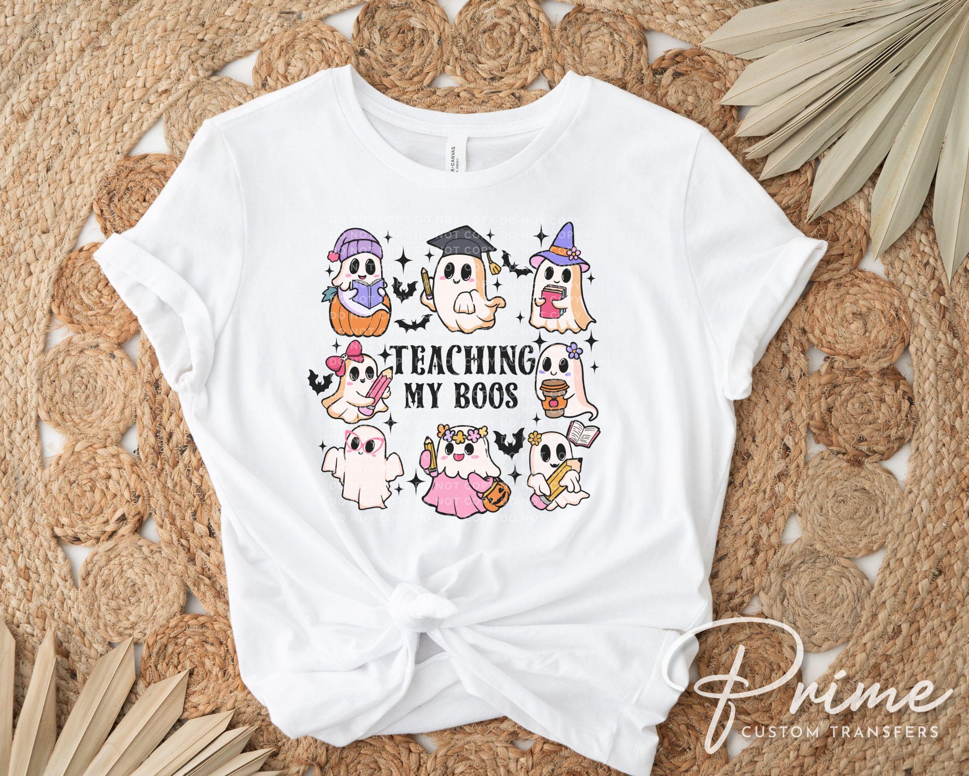 Teacher Halloween DTF, Ready to Press, DIY T-shirt, Heat Transfer, Direct to Film, Fall, Gift, School, Ghost, Coquette Teaching My Boos