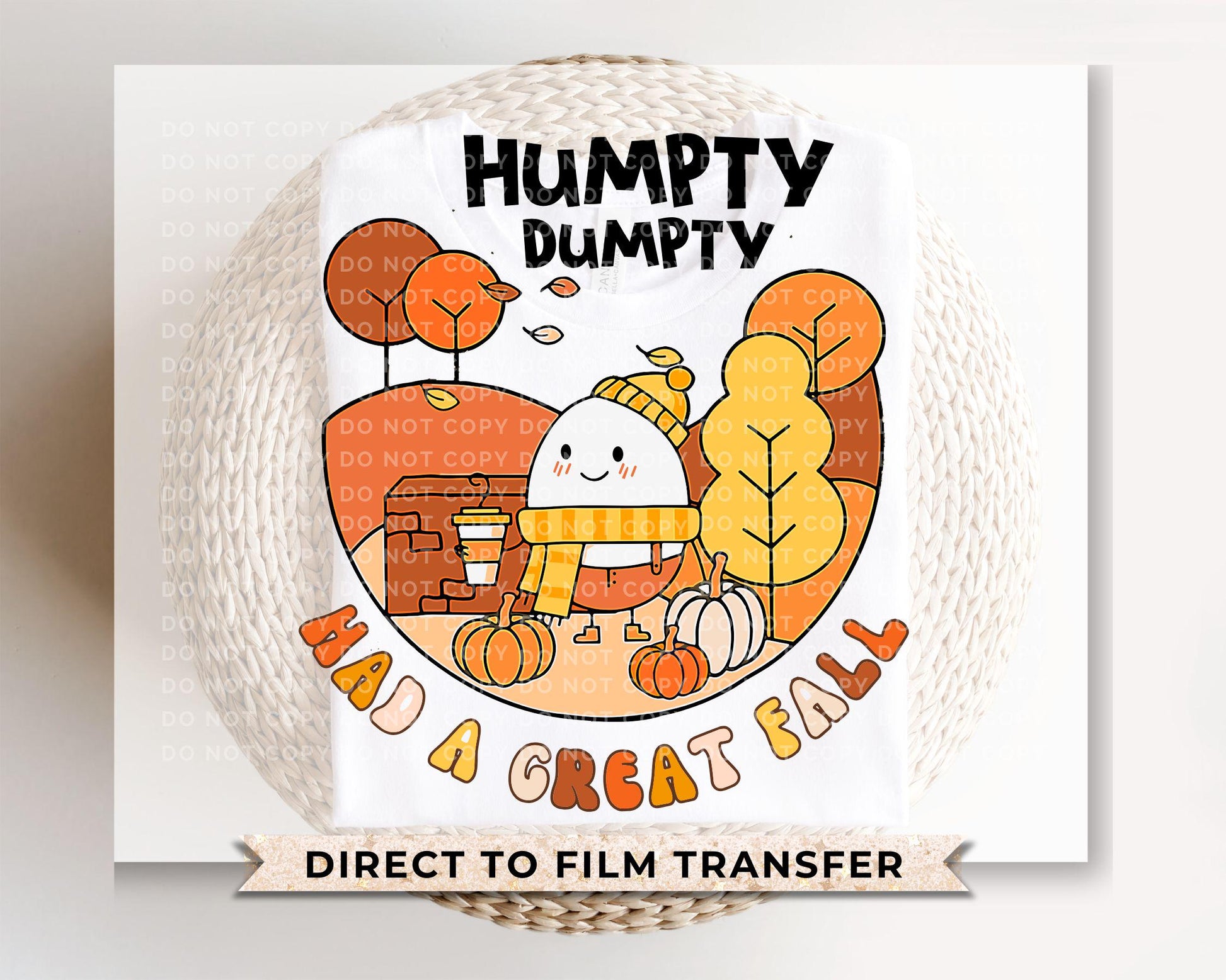Halloween DTF Transfers, Ready to Press, T-shirt Transfers, Heat Transfer, Direct to Film, Fall, Autumn, Funny, Cute, Kids, Humpty Dumpty