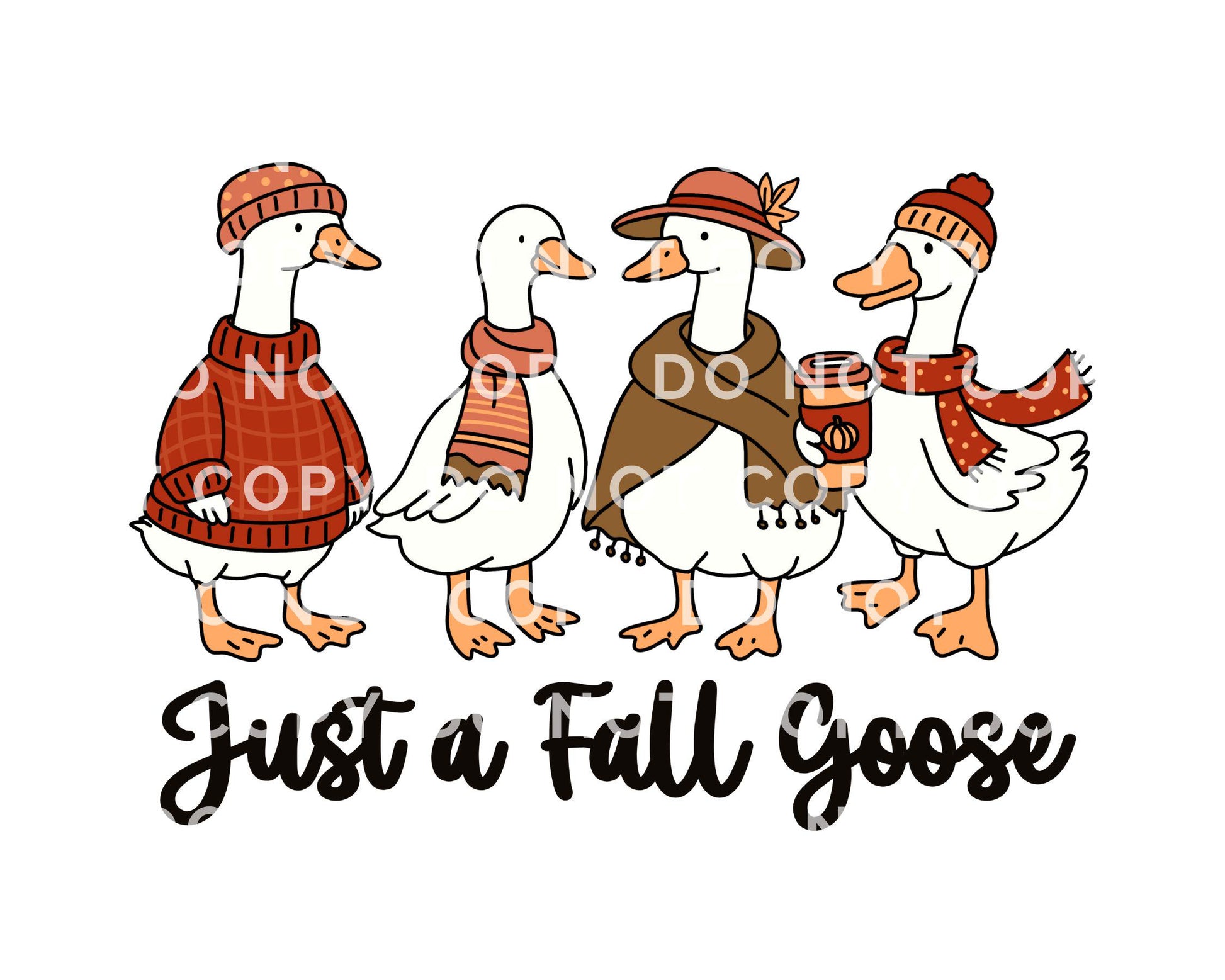 Just a Fall Goose DTF Transfer, Ready to Press, Heat Transfer, Direct to Film, Thanksgiving Shirt Decal, Autumn, Funny, Silly, Popular