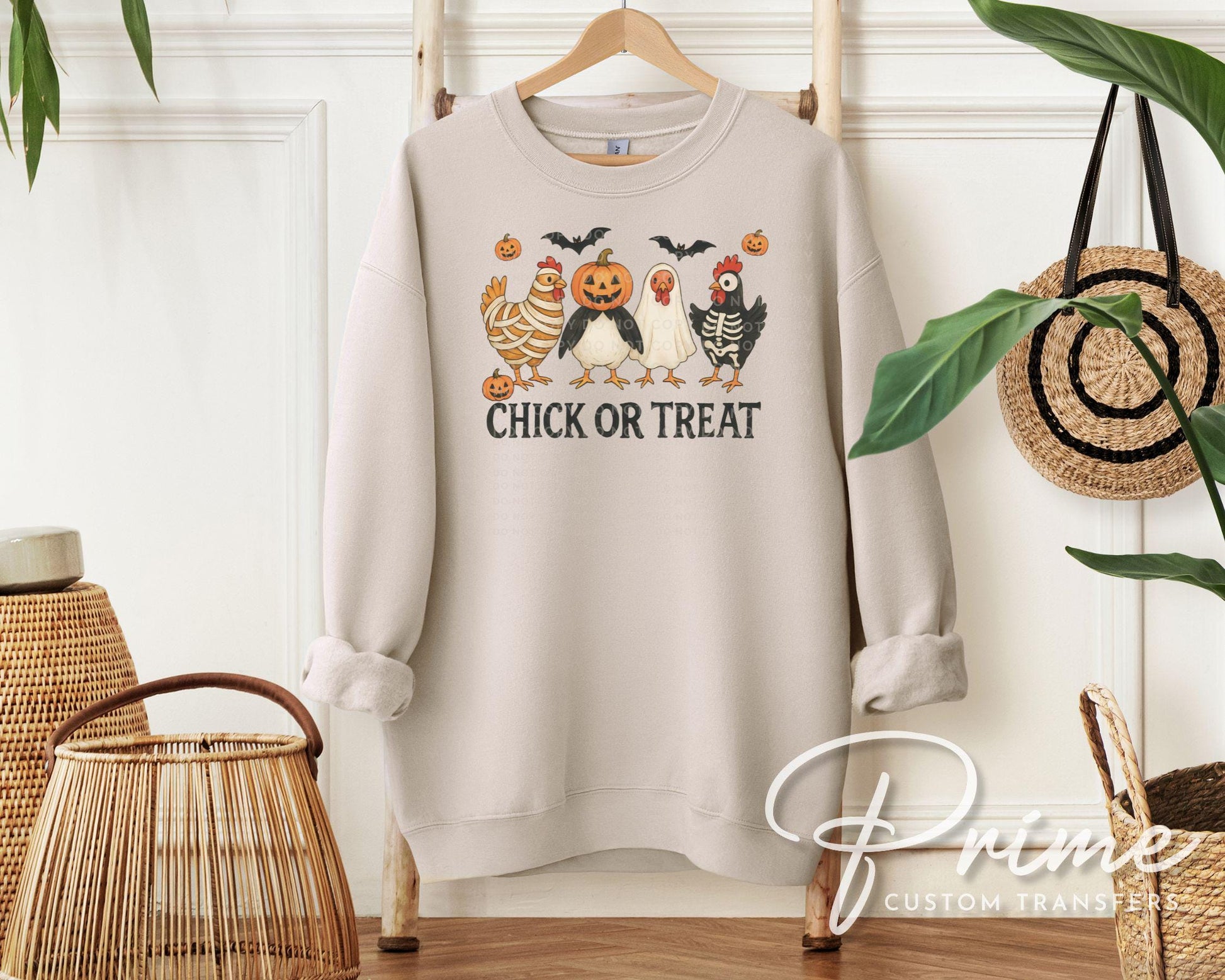 Chick Or Treat DTF Transfer, Ready to Press, Heat Transfer, Direct to Film, Trendy, Autumn, Spooky Chicken Halloween, Funny, Goose, Farm