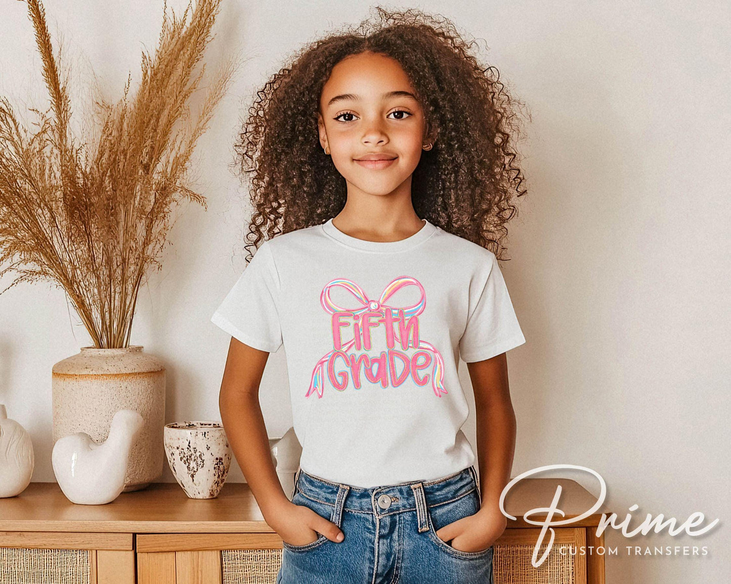 Back to School DTF Transfer, Ready to Press, T-shirt Transfer, Heat Transfer, Direct to Film, Coquette First Day Of School, Fifth Grade