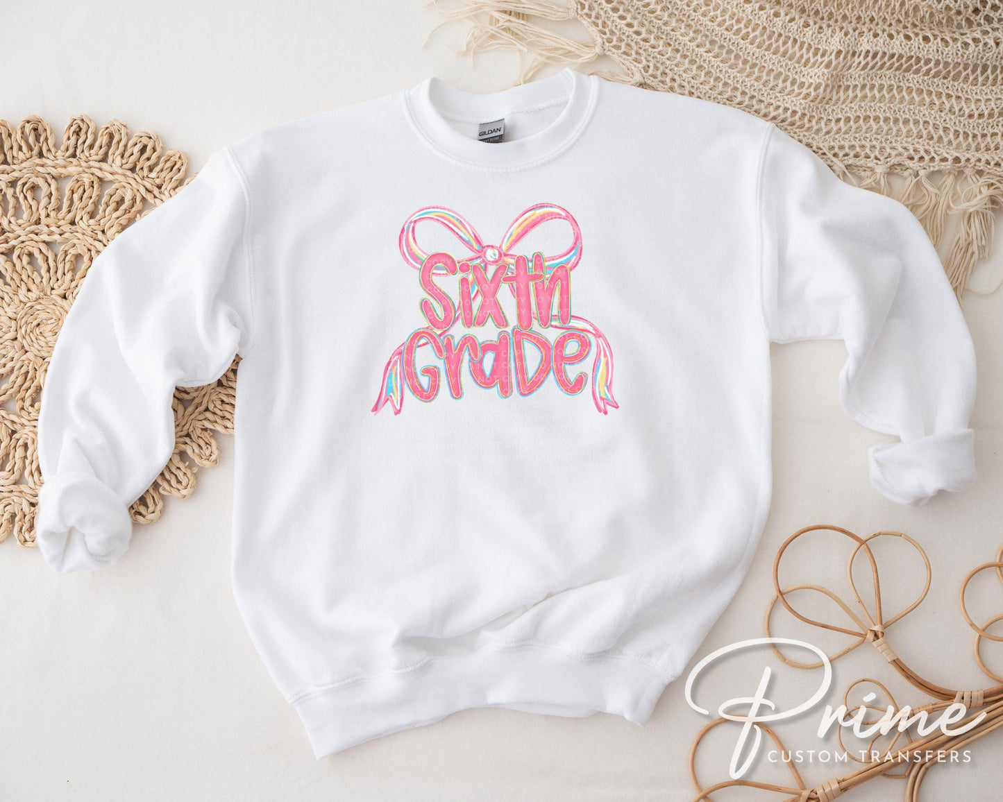 Back to School DTF Transfer, Ready to Press, T-shirt Transfer, Heat Transfer, Direct to Film, Coquette First Day Of School, Sixth Grade