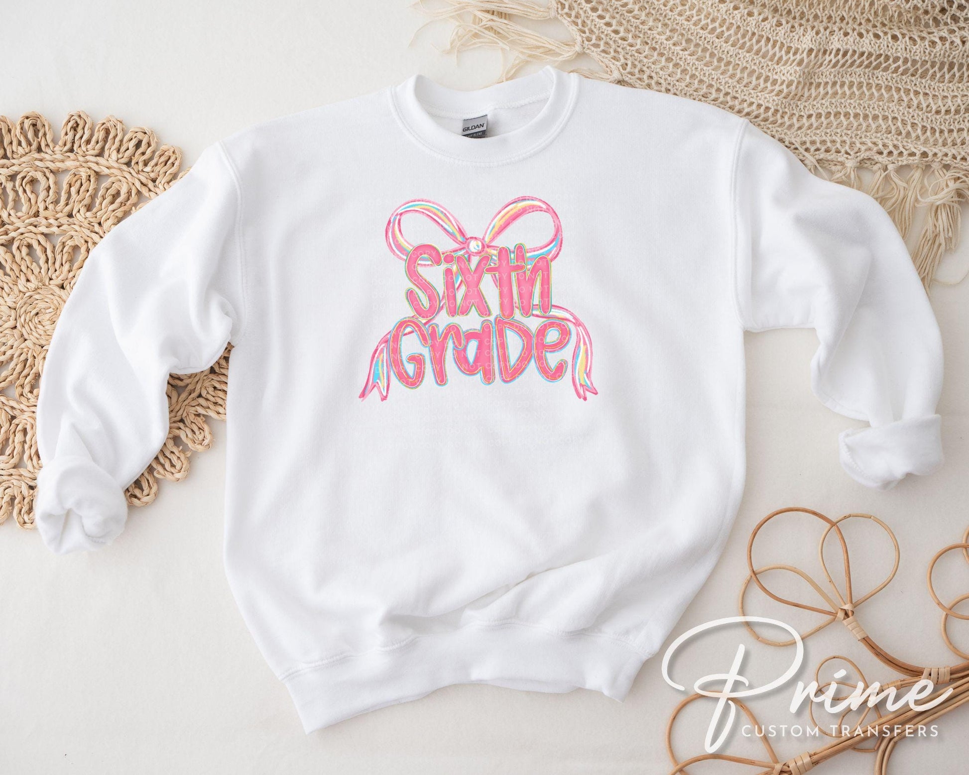 Back to School DTF Transfer, Ready to Press, T-shirt Transfer, Heat Transfer, Direct to Film, Coquette First Day Of School, Sixth Grade