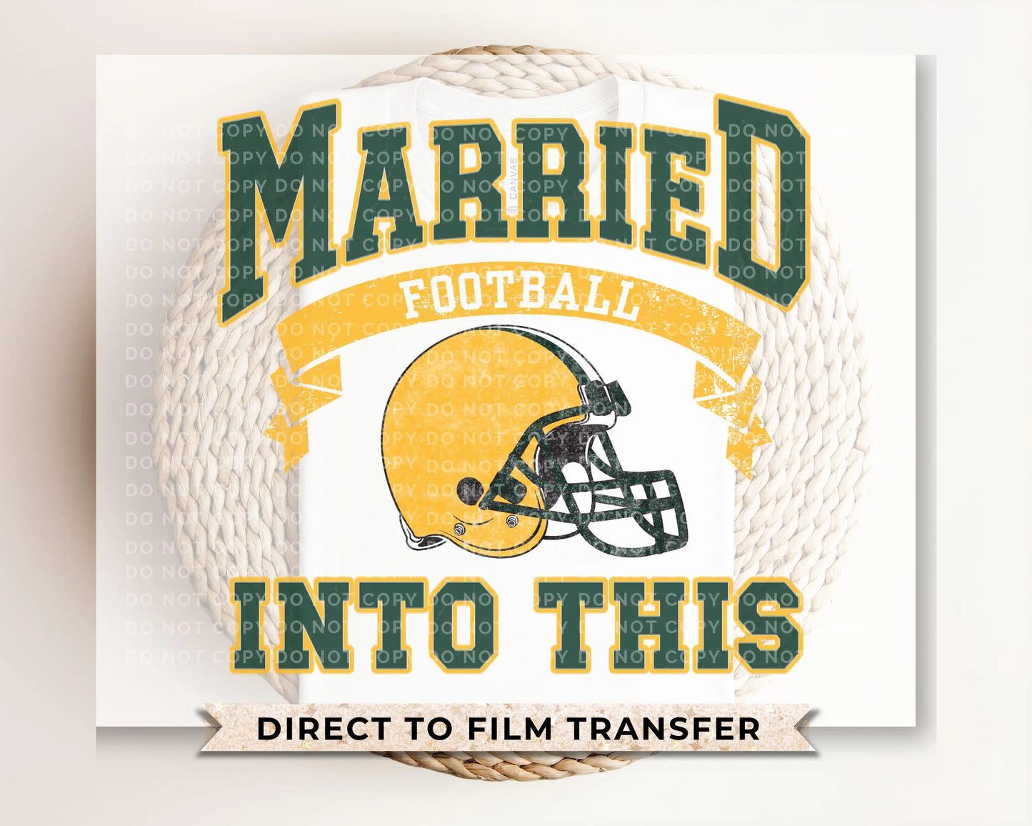 Green Bay Football DTF Transfer, Ready to Press, T-shirt Transfer, Heat Transfer, Direct to Film, Wisconsin, Wife Matching Married Into This